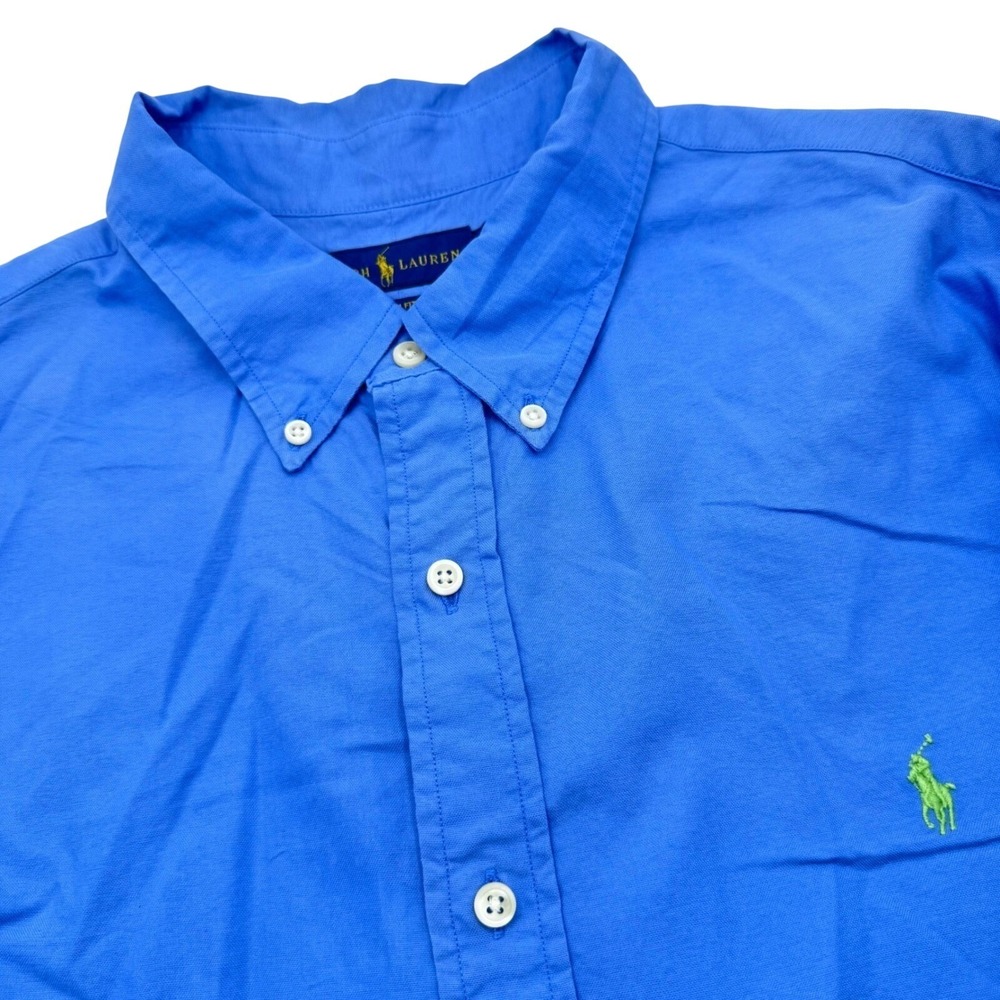 Polo Ralph Lauren Men's XXL Blue Oxford Button Down Shirt Slim Fit Long Sleeve